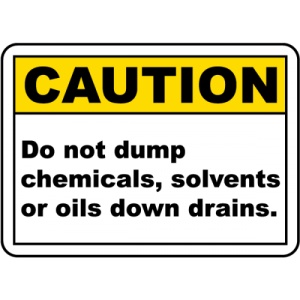 Indicator No Chemicals Down Drains Sign, Sticker autocolant