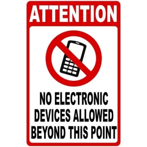 Indicator No Electronic Devices Allowed Beyond This Point Sign, Sticker autocolant