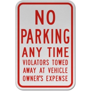 Indicator No Parking Any Time Violators Towed Sign, Sticker autocolant