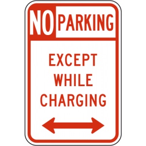 Indicator No Parking Except While Charging Sign, Sticker autocolant