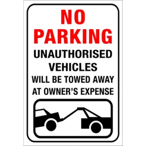 Indicator No parking unauthorised vehicles sign, Sticker autocolant