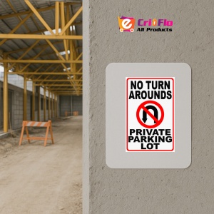 Indicator No turn arounds private parking lot sign, Sticker autocolant - Img 5