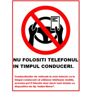 Indicator Nu folosi telefonul in timpul conduceri, Sticker autocolant