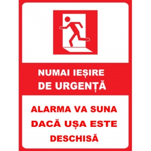 Indicator Numai iesire de urgenta alarma va suna daca usa este deschisa, Sticker autocolant