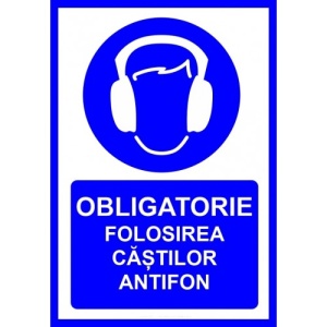 Indicator Obligatorie folosirea castilor antifon, Sticker autocolant