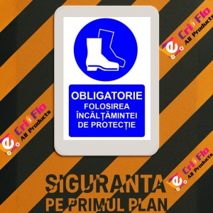 Indicator Obligatorie folosirea incaltamintei de protectie indicator de obligativitate, Sticker autocolant - Img 3