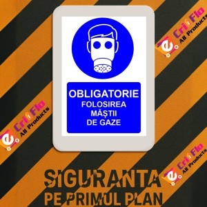 Indicator Obligatorie folosirea mastii de gaze indicator de obligativitate, Sticker autocolant - Img 3