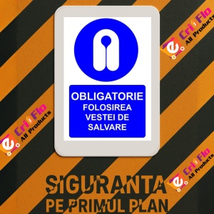Indicator Obligatorie folosirea vestei de salvare indicator de obligativitate, Sticker autocolant - Img 3