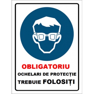 Indicator Obligatoriu ochelari de protectie trebuie folositi, Sticker autocolant