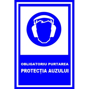Indicator Obligatoriu purtarea protectia auzului, Sticker autocolant