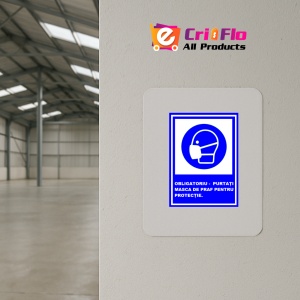 Indicator Obligatoriu purtati masca de praf pentru protectie, Sticker autocolant - Img 3