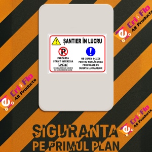 Indicator Panou pentru santier in lucru si parcarea interzisa, Sticker autocolant - Img 2