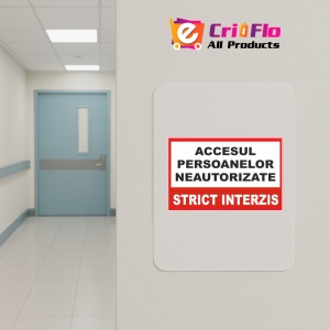 Indicator Pentru accesul persoanelor neautorizate strict interzis, Sticker autocolant - Img 3