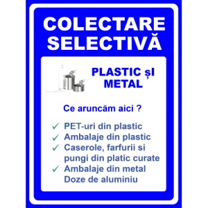 Indicator Pentru colectare plastic si metal, Sticker autocolant