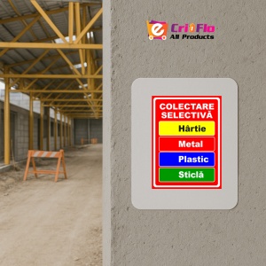 Indicator Pentru colectare selectiva hartie metal plastic sticla, Sticker autocolant - Img 5