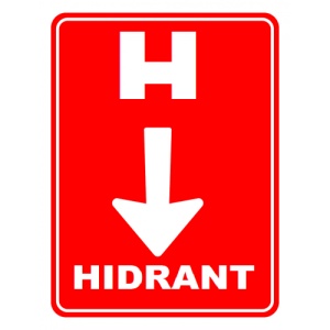 Indicator Pentru hidrant cu directia in jos, Sticker autocolant