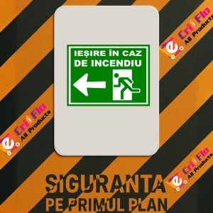 Indicator Pentru iesire in caz de incendiu spre stanga, Sticker autocolant - Img 2