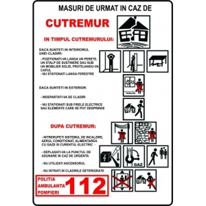 Indicator Pentru masuri in caz de cutremur, Sticker autocolant
