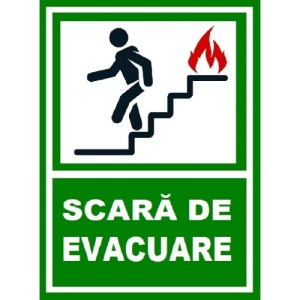 Indicator Pentru scara de evacuare iesire pe scari in stanga jos, Sticker autocolant