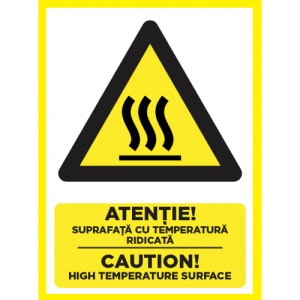 Indicator Pentru suprafata cu temperatura ridicata caution high temperature surface, Sticker autocolant