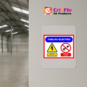 Indicator Pentru tablou electric atentie pericol electric interzisa stingerea cu apa, Sticker autocolant - Img 3