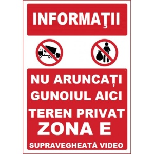 Indicator Pentru teren privat nu aruncati gunoiul, Sticker autocolant - Img 1