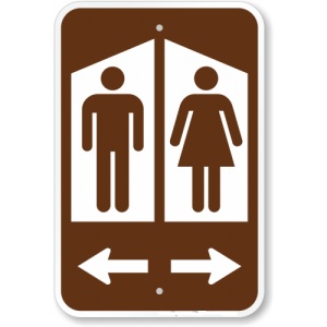 Indicator pentru toaleta barbat femeie si sageata, Sticker autocolant