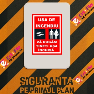 Indicator Pentru usa de incendiu va rugam tineti usa inchisa, Sticker autocolant - Img 2