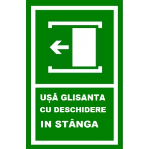 Indicator Pentru usa glisanta spre stanga, Sticker autocolant