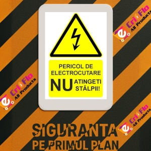 Indicator Pericol de electrocutare nu atingeti stalpii indicator de avertizare, Sticker autocolant - Img 3