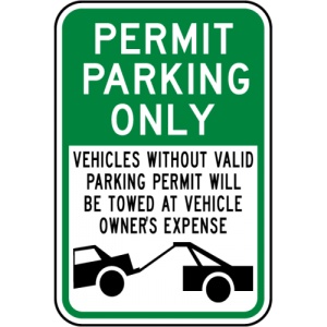 Indicator Permit Parking Only Violators Towed Sign, Sticker autocolant