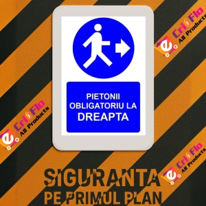 Indicator Pietonii obligatoriu la dreapta indicator de obligativitate, Sticker autocolant - Img 3