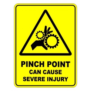 Indicator Pinch Point Can Cause Severe Injury Sign, Sticker autocolant