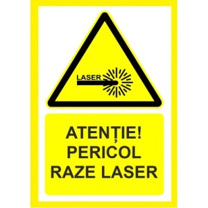Indicator Placute atentie pericol raze laser, Sticker autocolant