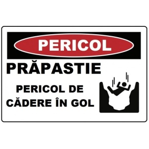 Indicator Prapastie pericol de cadere in gol, Sticker autocolant