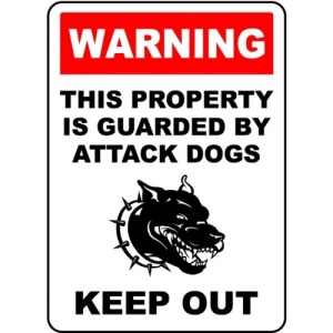 Indicator Property Guarded By Attack Dogs Sign, Sticker autocolant