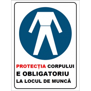 Indicator Protectia corpului e obligatoriu la locul de munca, Sticker autocolant