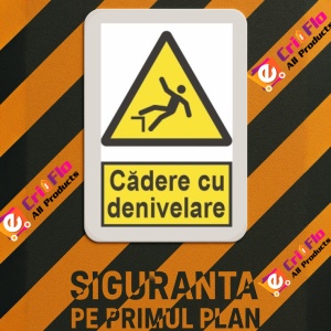 Indicator protectia muncii cadere cu denivelare, Sticker autocolant - Img 3