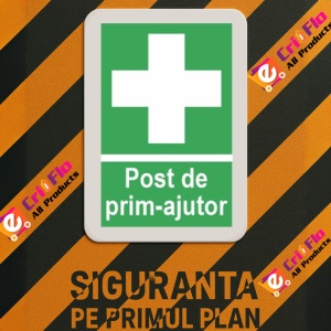 Indicator protectia muncii post de prim ajutor, Sticker autocolant - Img 3