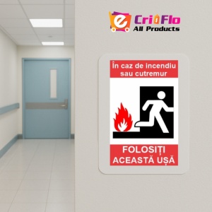 Indicator protectia muncii usa evacuare, Sticker autocolant - Img 5