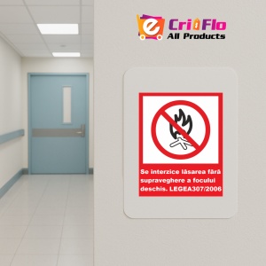 Indicator se interzice lasarea fara supraveghere a focului deschis, Sticker autocolant - Img 5