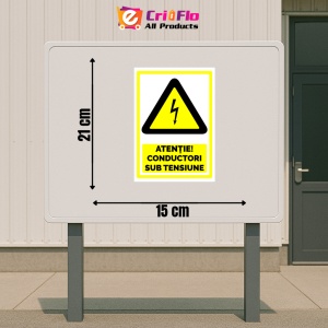 Indicator Semn atentie conductori sub tensiune, Sticker autocolant - Img 2