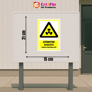 Indicator Semn atentie radiatii cu zona controlata, Sticker autocolant - Img 2
