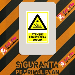 Indicator Semn atentie radiatii de la sudura, Sticker autocolant - Img 3