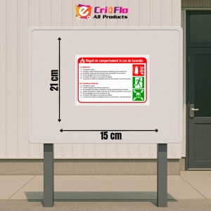 Indicator Semn cu reguli de comportare in caz de incendiu, Sticker autocolant - Img 2