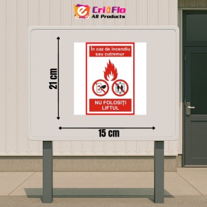 Indicator Semn in caz de incendiu sau cutremur nu folositi liftul, Sticker autocolant - Img 2