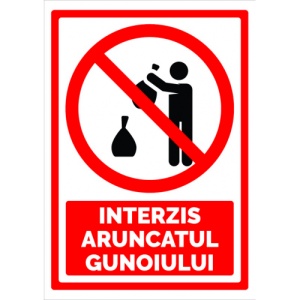 Indicator Semn interzis aruncatul gunoiului, Sticker autocolant