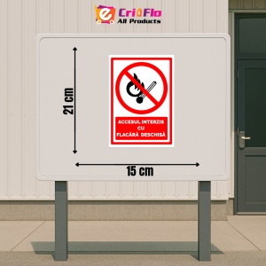Indicator Semn pentru accesul interzis cu flacara deschisa, Sticker autocolant - Img 2