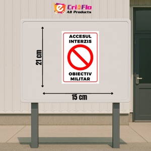 Indicator Semn pentru accesul interzis obiectiv militar, Sticker autocolant - Img 2