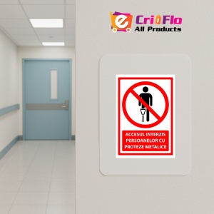 Indicator Semn pentru accesul interzis persoanelor cu proteze metalice, Sticker autocolant - Img 5